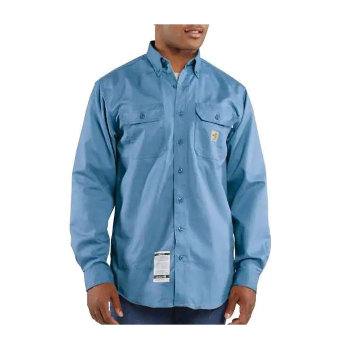 Carhartt FRS160-MBLTLL2XLA Shirt with Flap Pocket, 2XL, Tall, Cotton/Nylon Twill, Medium Blue, Button-Down Collar