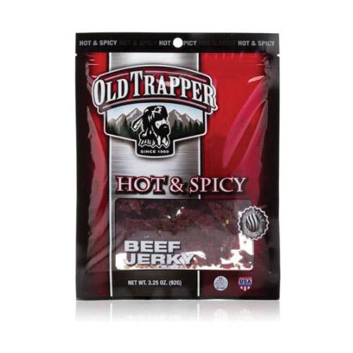 Old Trapper 221686 Beef Jerky, Hot and Spicy, Savory-Sweet, 4 oz