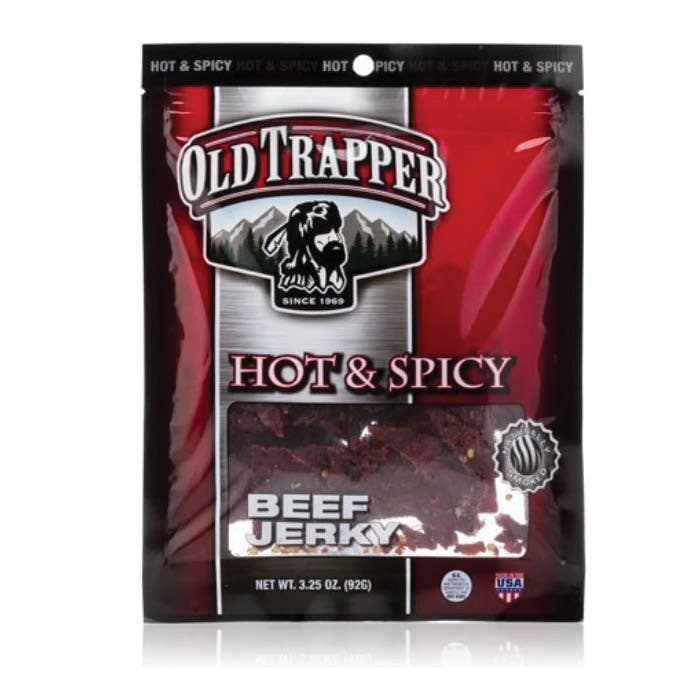 Old Trapper 221686 Beef Jerky, Hot and Spicy, Savory-Sweet, 4 oz