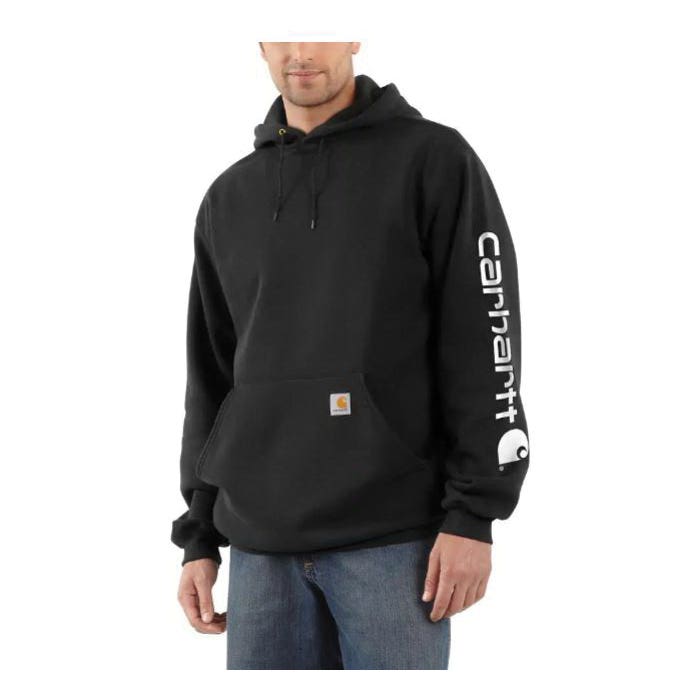 Carhartt Sweatshirt, XL, Regular, Cotton/Polyester, Black, Hooded Collar - K288BLKXL