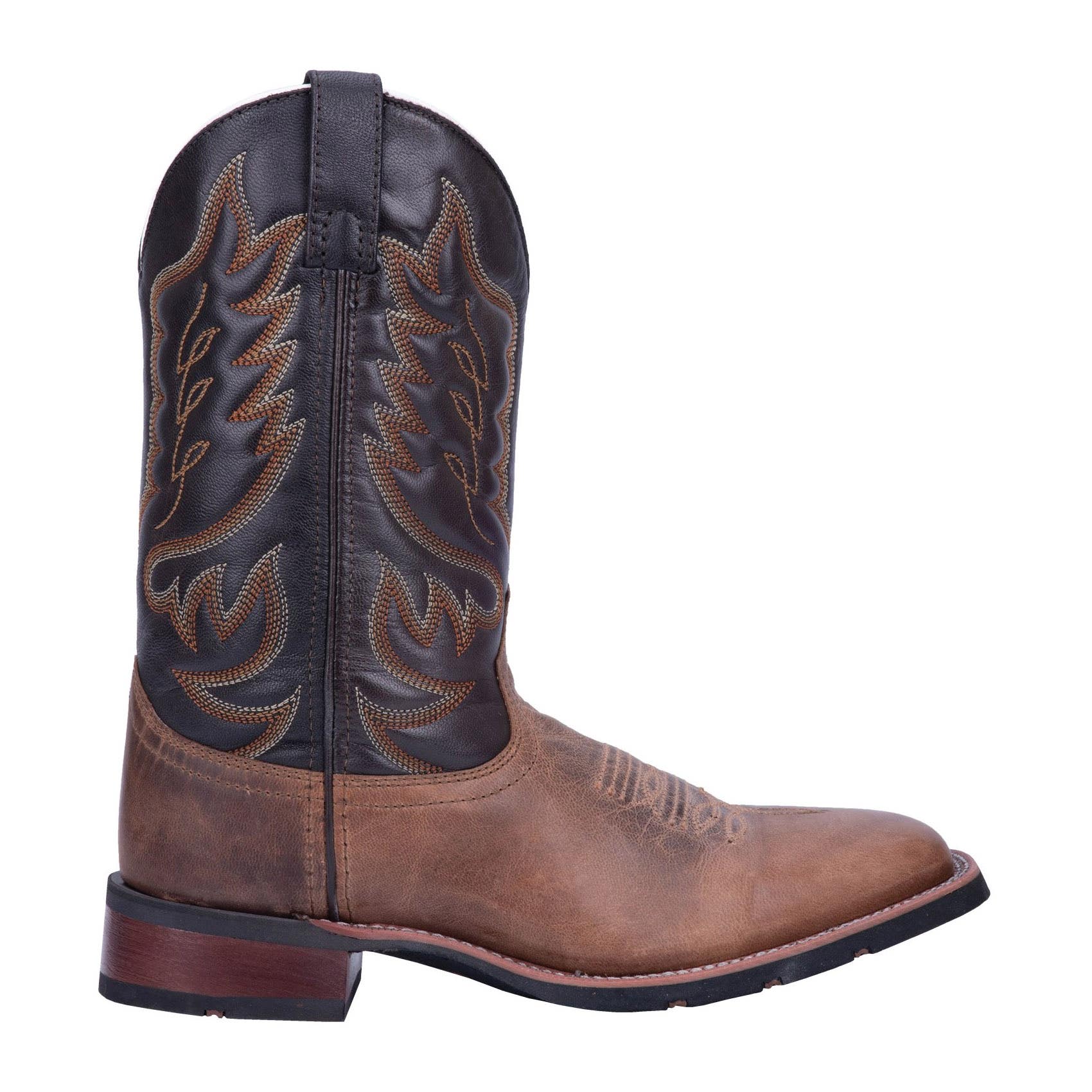 Laredo Montana Series Western Boots, 13, D W, Cowboy, Chocolate/Sand, Leather Upper