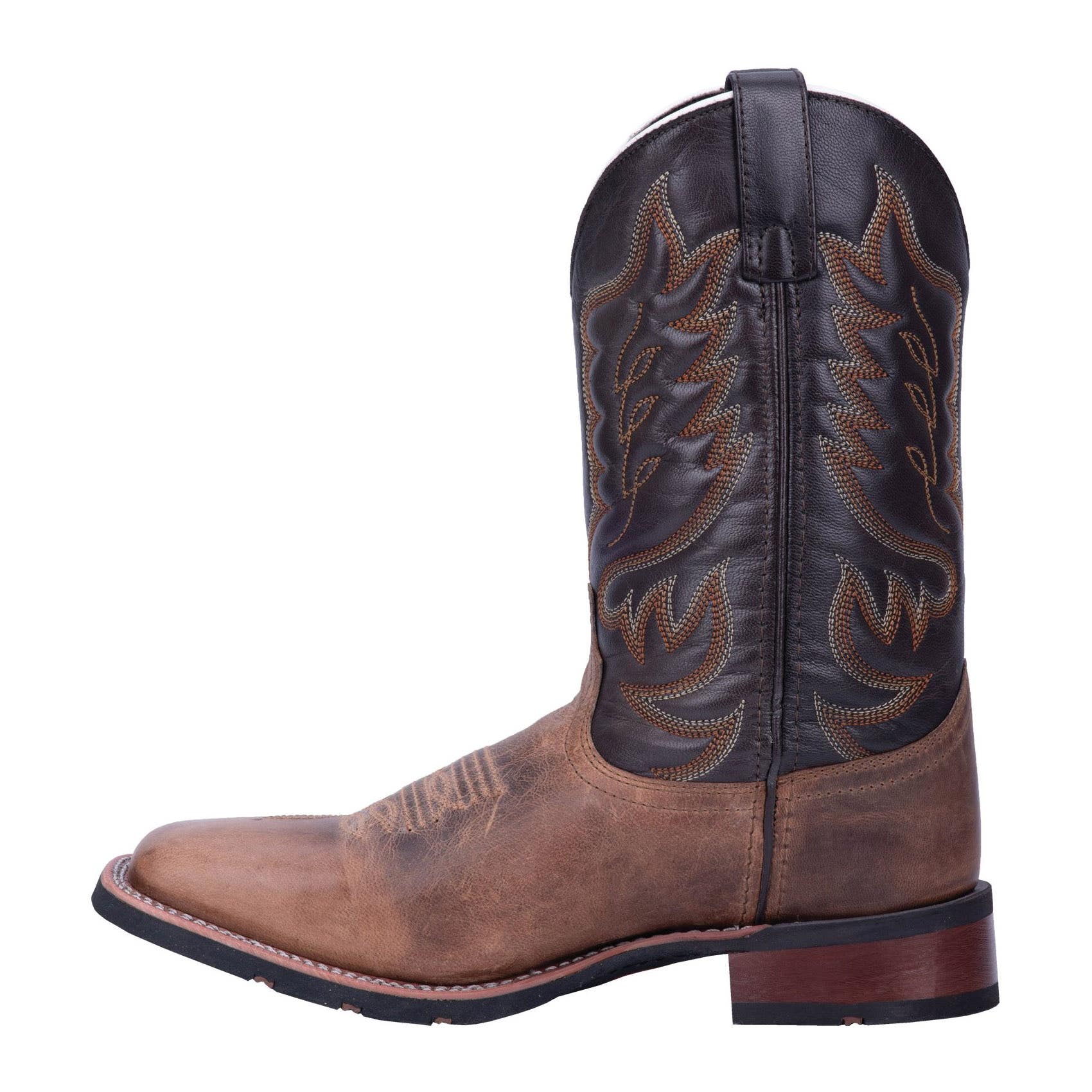 Laredo Montana Series Western Boots, 13, D W, Cowboy, Chocolate/Sand, Leather Upper