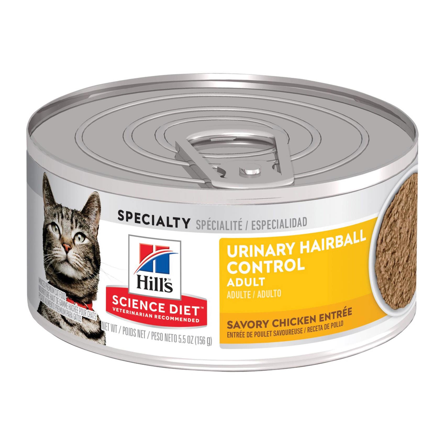 Science Diet 10641 Cat Food, Adult, Urinary Hairball Control, Wet, Chicken, 5.5 oz Can