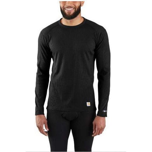 Carhartt MBL113-BLK-2XLREG Thermal Base Layer Shirt, 2XL, Polyester Waffle-Knit, Black, Fits to Chest Size: 50 to 52 in