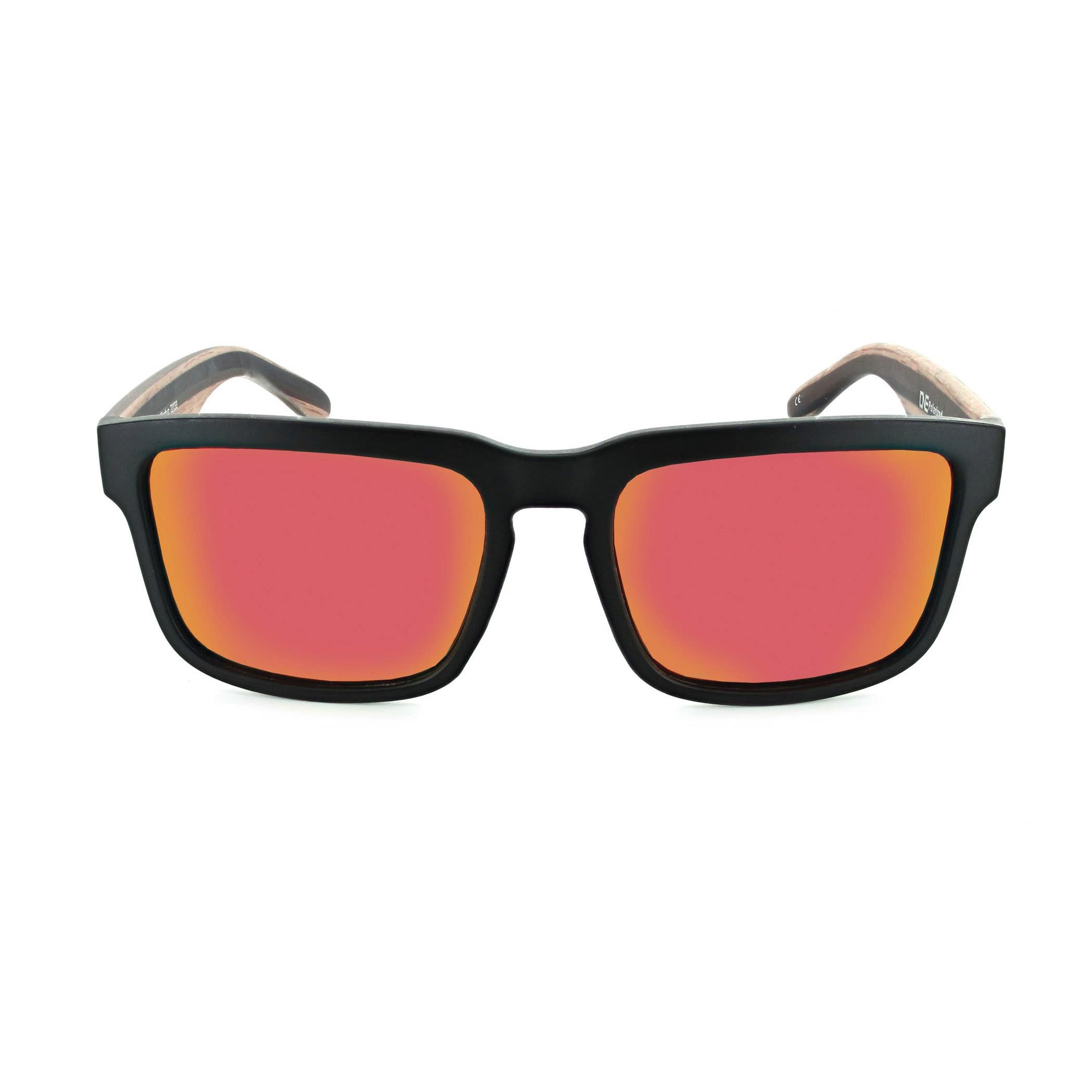Optic Nerve Mashup Sunglasses, Square Frame, Black Frame, Polarized, Gray/Red Lens