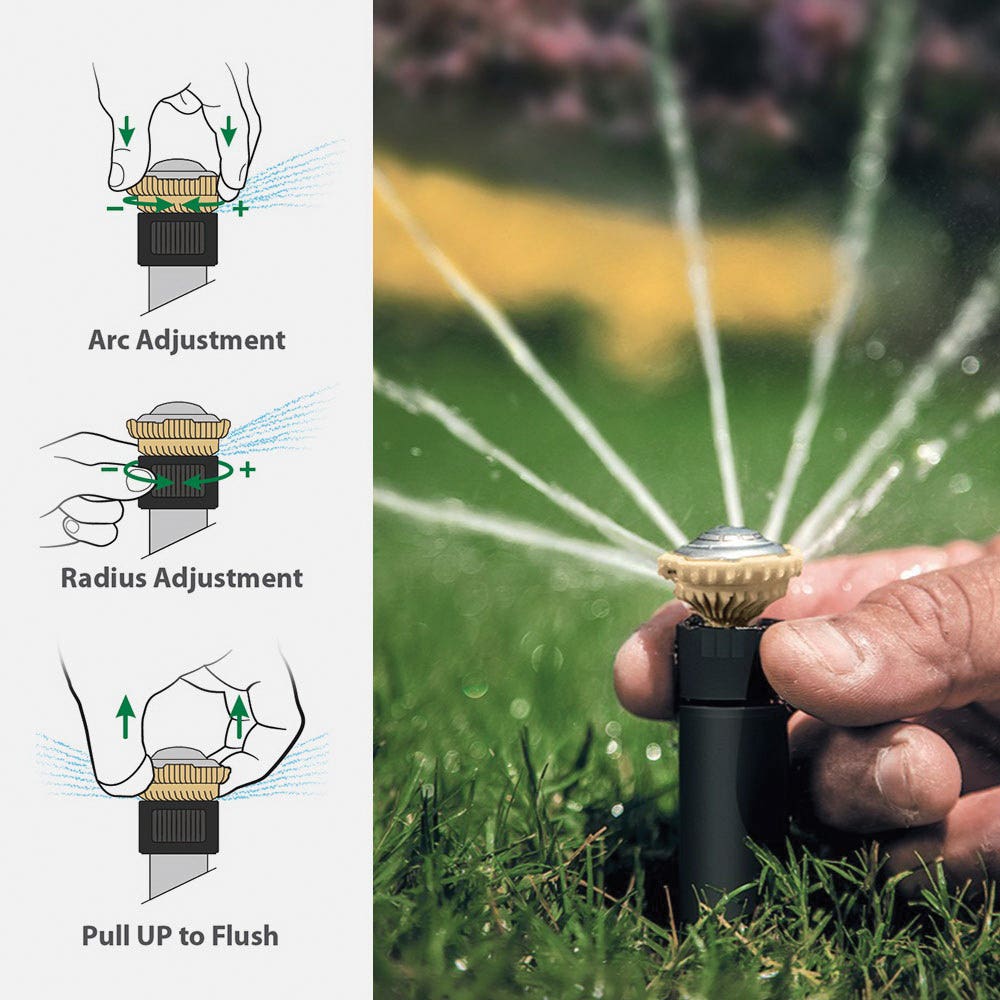 Rain Bird Spray Head Nozzle, 1/2 in Connection, Female, 17 to 24 ft, 15 to 20 deg Nozzle Trajectory, Plastic