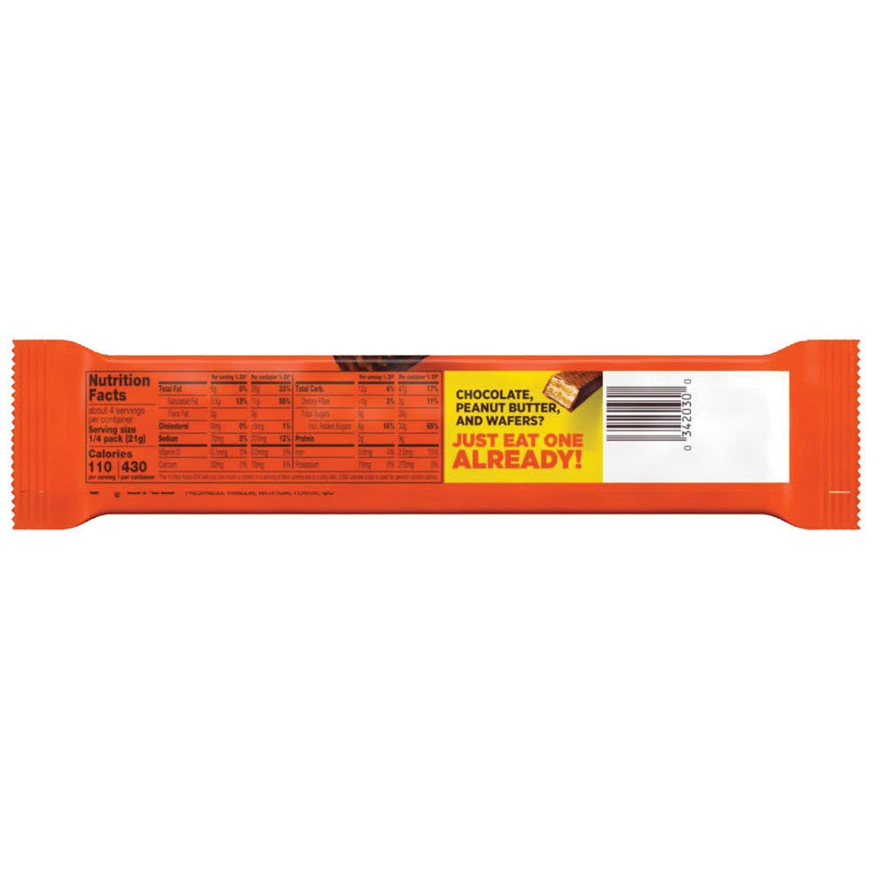 Reese's Sticks Candy, Bar, Milk Chocolate, Peanut Butter Flavor, 3 oz
