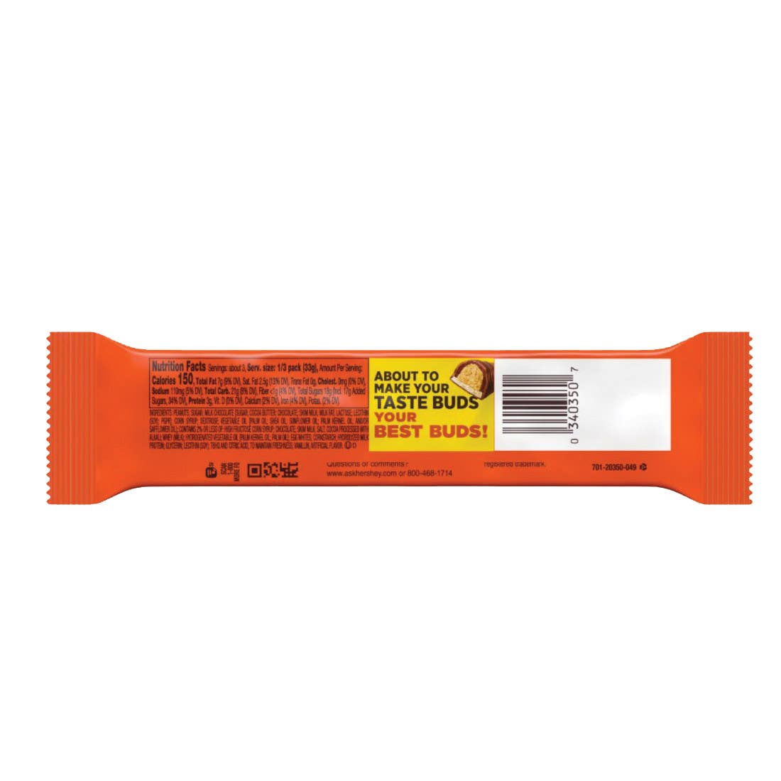 Reese's Fast Break Candy, Bar, Milk Chocolate, Nougat, Peanut Butter Flavor, 3.5 oz