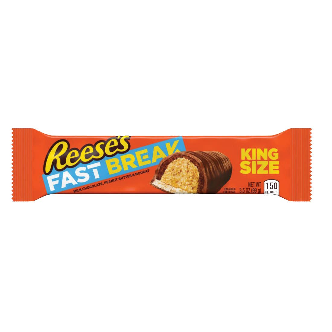 Reese's Fast Break Candy, Bar, Milk Chocolate, Nougat, Peanut Butter Flavor, 3.5 oz