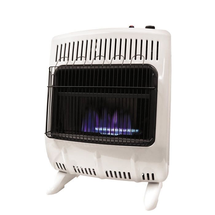 Mr. Heater Vent-Free Dual-Fuel Blue Flame Heater, 20 lb Fuel Tank, Natural Gas, Propane, 20,000 Btu/hr BTU