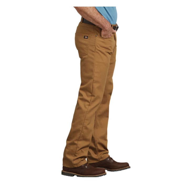 Dickies FLEX Series Pants, 40 in Waist, 32 in L Inseam, Stonewashed Brown Duck, Regular, Straight Fit