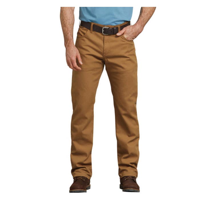 Dickies FLEX Series Pants, 32 in Waist, 32 in L Inseam, Stonewashed Brown Duck, Regular, Straight Fit