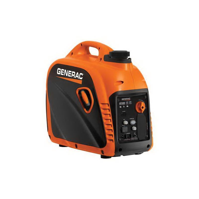 Generac GP Series Inverter Generator, 18.3 A, 120 VAC, 2200 to 2500 W Output, Gasoline, 1 gal Tank, Orange Housing