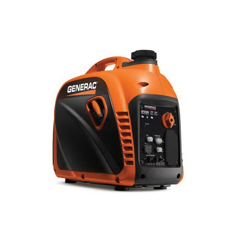 Generac GP Series Inverter Generator, 18.3 A, 120 VAC, 2200 to 2500 W Output, Gasoline, 1 gal Tank, Orange Housing