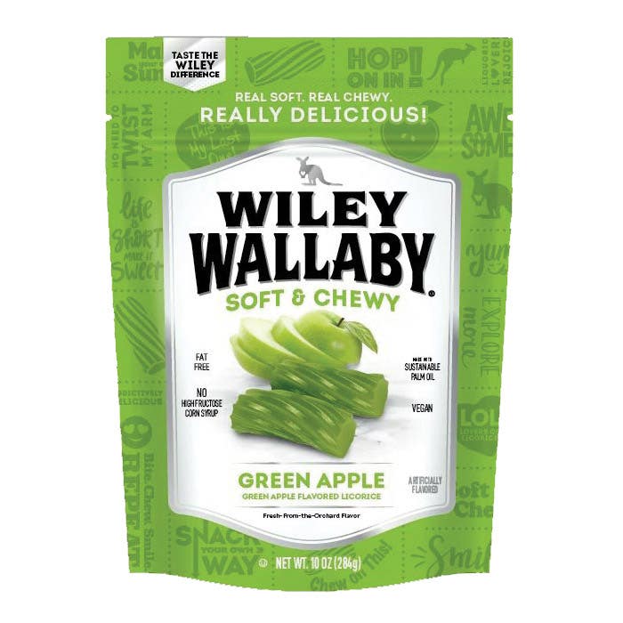 Wiley Wallaby Soft and Chewy Liquorice, Green Apple, 10 oz