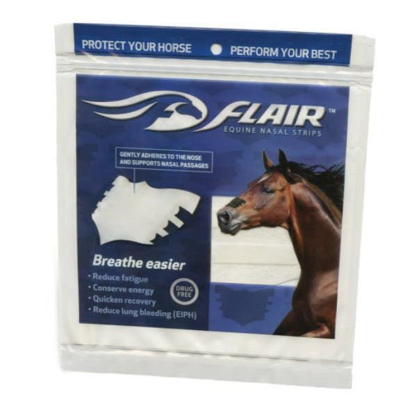Flair 841433 Equine Nasal Strip, Drug-Free, Self-Adhesive, White, 1/PK