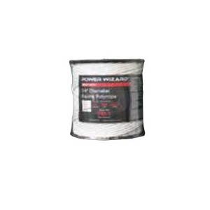 Power Wizard Rope, 1/4 in Dia, 656 ft L, 6 Strands, Copper/Steel Conductor, Poly, White