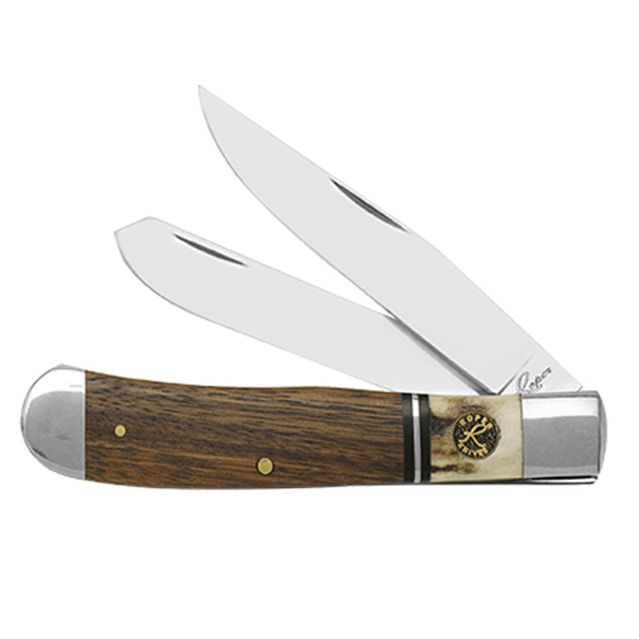 Roper Knives Trapper Laredo Series RP0002SG Pocket Knife, 3-1/4 in L Blade, Carbon Steel Blade, Brown Handle