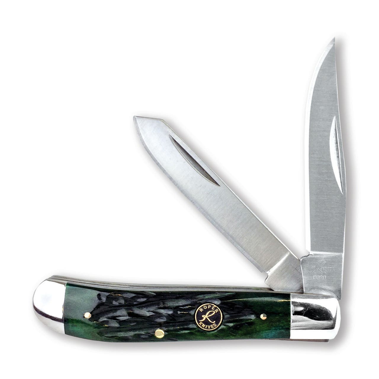 Roper Knives Trapper Chaparrel Series RP0008CGB Pocket Knife, 2-3/4 in L Blade, Carbon Steel Blade, Jigged Handle