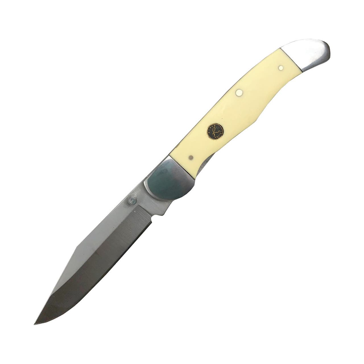Roper Knives Pecos Series RP0011 Pocket Knife, 3-1/2 in L Blade, Carbon Steel Blade, Smooth Handle, Cream Yellow Handle