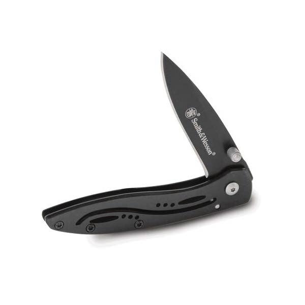 Smith & Wesson CKLPBCP Folding Knife, 2.28 in L Blade, HCS Blade, Black Handle