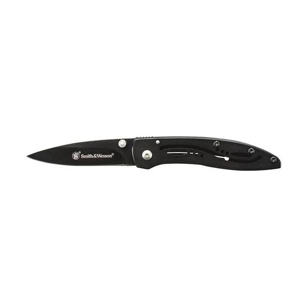 Smith & Wesson CKLPBCP Folding Knife, 2.28 in L Blade, HCS Blade, Black Handle