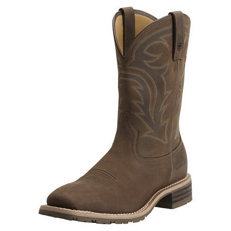 Ariat Hybrid Rancher Series Western Boots, 10, EE W, Oily Distressed Brown, Leather