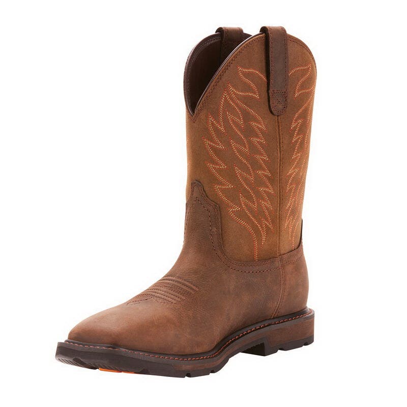 Ariat Groundbreaker Series Work Boots, 7.5, D W, Dark Brown, Leather