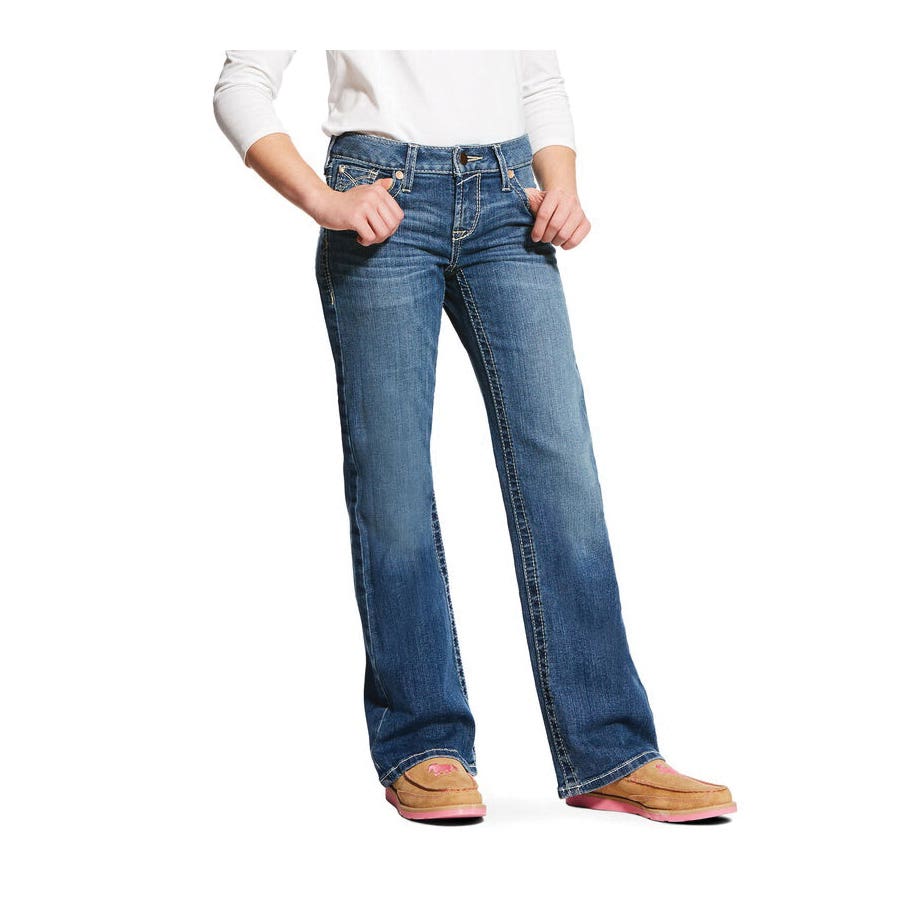 Ariat Whipstitch Series 10025985-16R Jeans, Girl's, 16, Eleanor, Bootcut, Slim, Regular, Stretchable