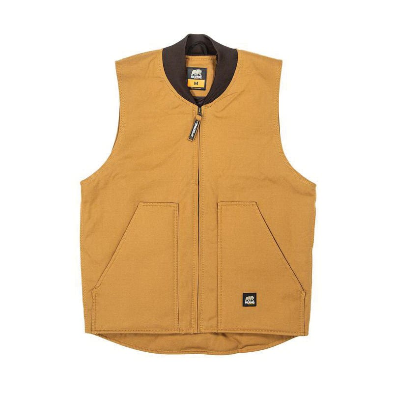 Berne Workman Vest, XL, Regular, Cotton Duck, Brown Duck, Zipper Closure