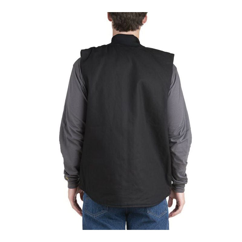 Berne Workman Vest, 4XL, Regular, Cotton Duck, Black, Zipper Closure