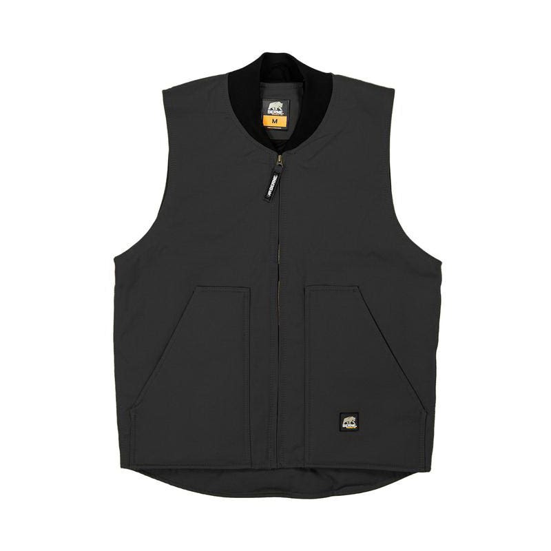 Berne Workman Vest, 4XL, Regular, Cotton Duck, Black, Zipper Closure