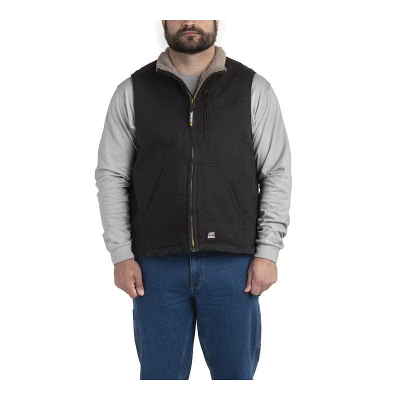 Berne Canyon Series Men's Sherpa-Lined Vest -SBlack