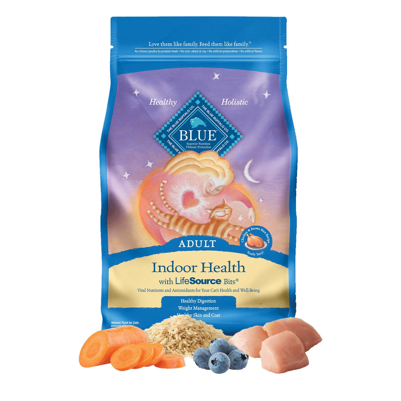 Blue Cat Food, Dry, Brown Rice, Chicken, 7 lb, Bag
