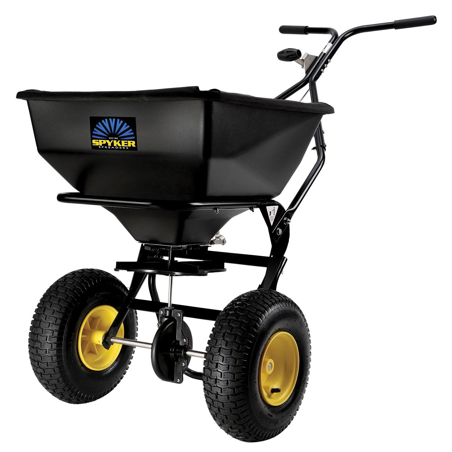 Spyker Spreaders SPY80-1P Walk Behind Broadcast Spreader, 80 lb, 4 to 12 ft W Spread, 4 to 12 ft W Spread