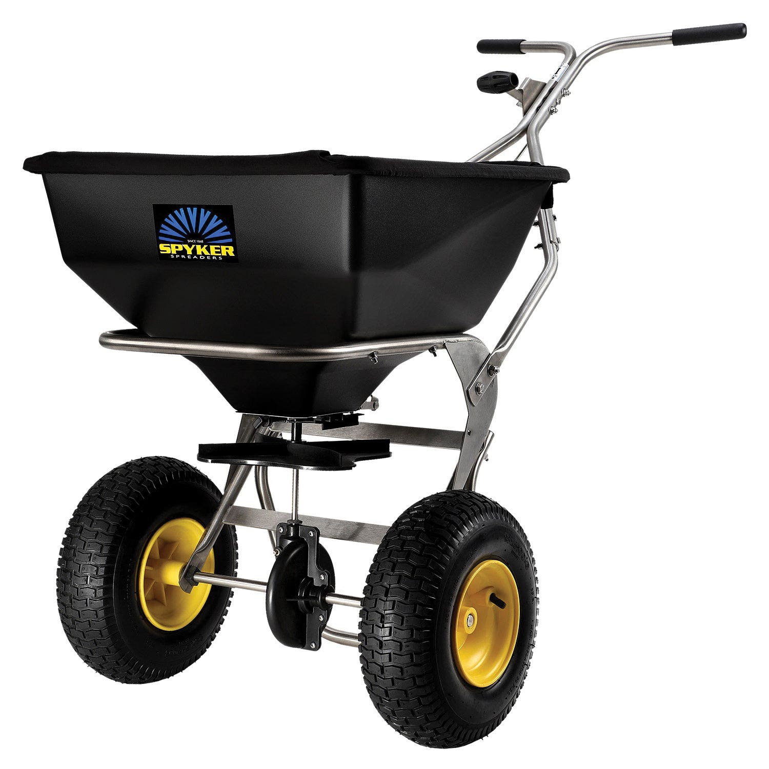 Spyker Spreaders SPY80-1S Walk Behind Broadcast Spreader, 80 lb, 4 to 12 ft W Spread