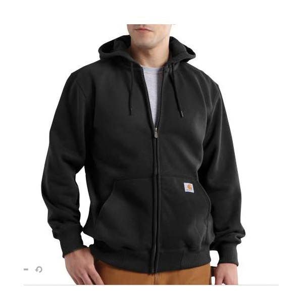 Carhartt Sweatshirt, XL, Tall, Cotton/Polyester, Black, Hooded Collar - 782201