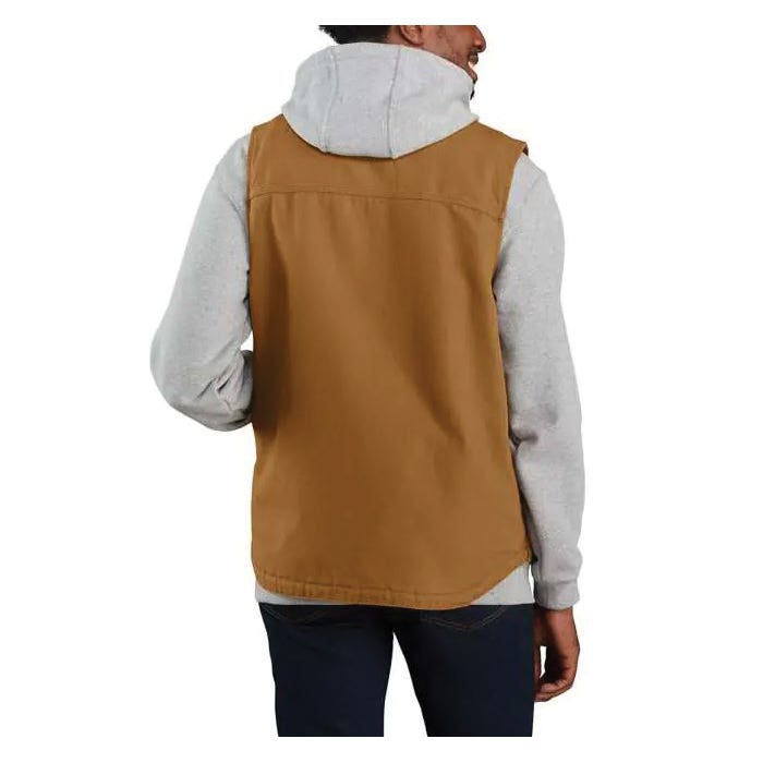 Carhartt Vest, S, Regular, Cotton Duck, Carhartt Brown, Mock Neck Collar, Zipper Closure