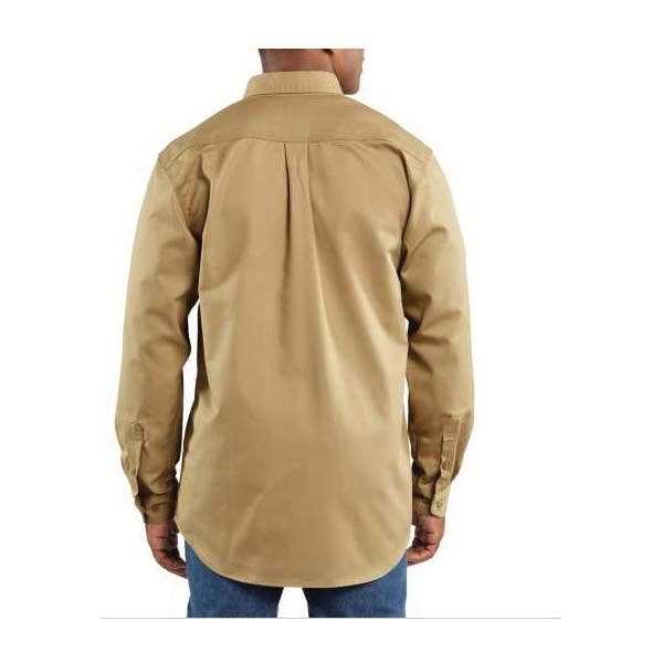 Carhartt FRS160-KHI-3XT Twill Shirt, 3XL, Tall, Cotton/Nylon, Khaki, Carhartt FR Label Print/Pattern, Button-Down Collar