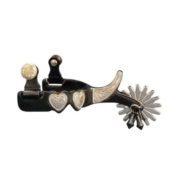 Colorado Saddlery Spur, Women's, Romero Heart, Stainless Steel/Steel, Midnight Blue/Nickel Silver