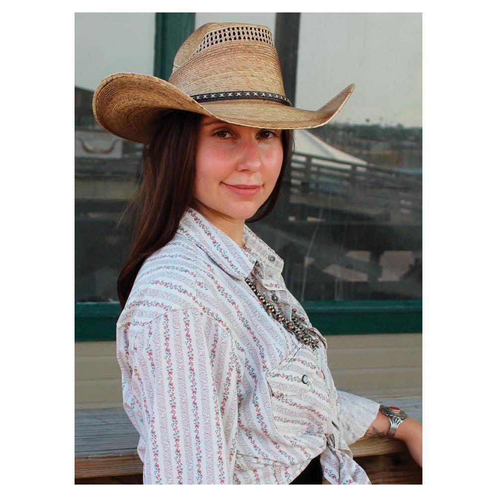 Dallas Hats 8 SECONDS R 7-1/8 Hat, 7-1/8 in, Leather/Palm, Toasted