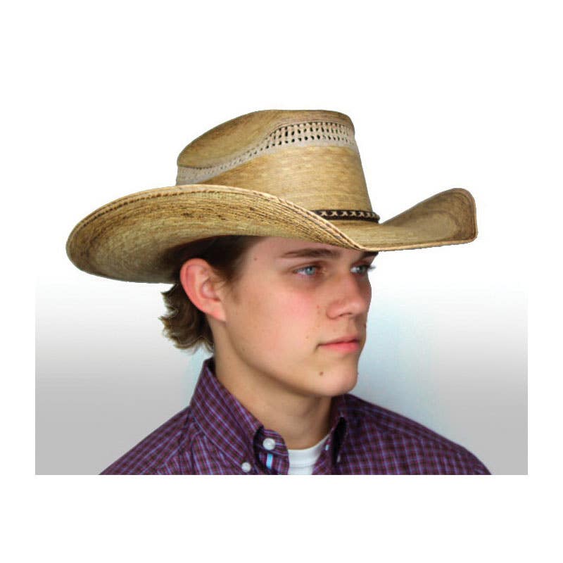 Dallas Hats 8 SECONDS R 7-1/2 Hat, 7-1/2 in, Leather/Palm, Toasted