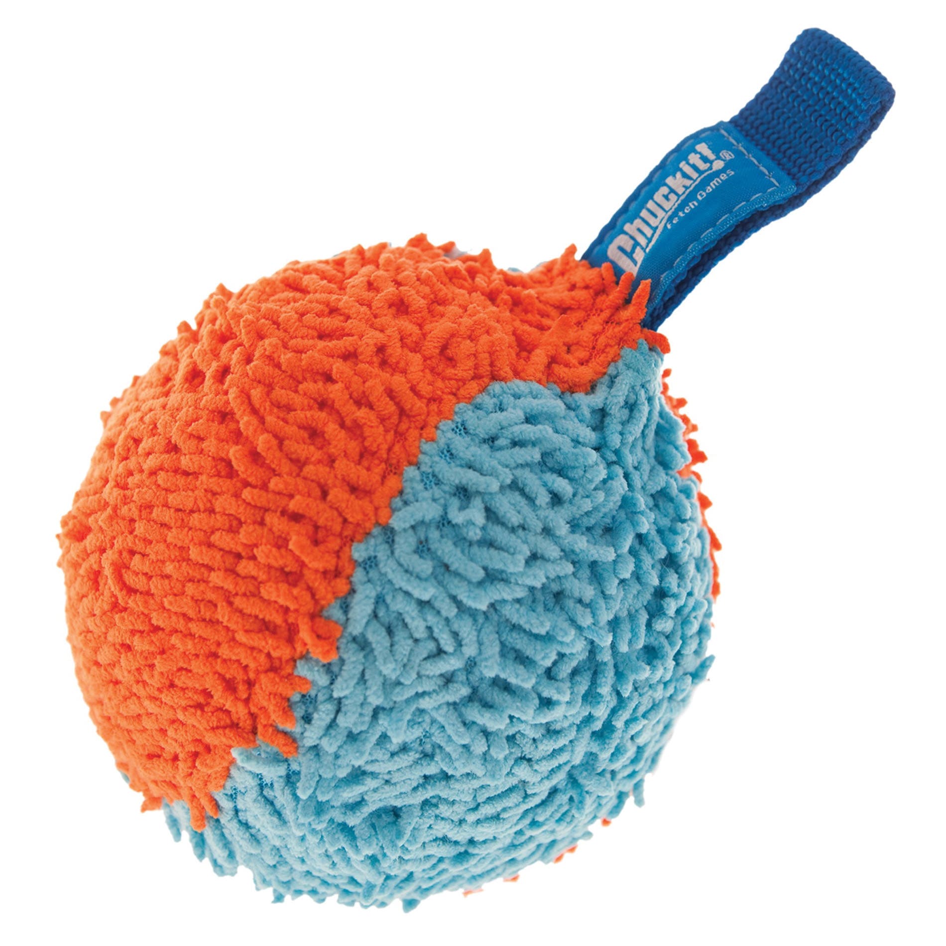 Chuckit! Dog Toy, M, Interactive Toy, Indoor Shaker, Chenille, Blue/Orange