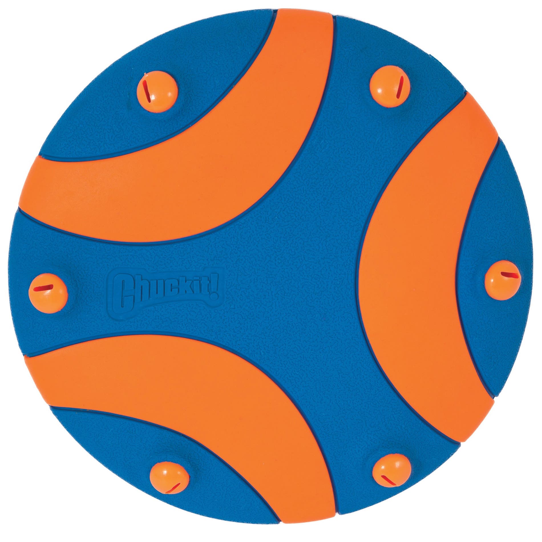 Chuckit! Whistle Flight Dog Toy, One-Size, Interactive Toy, Disc, Rubber, Blue/Orange