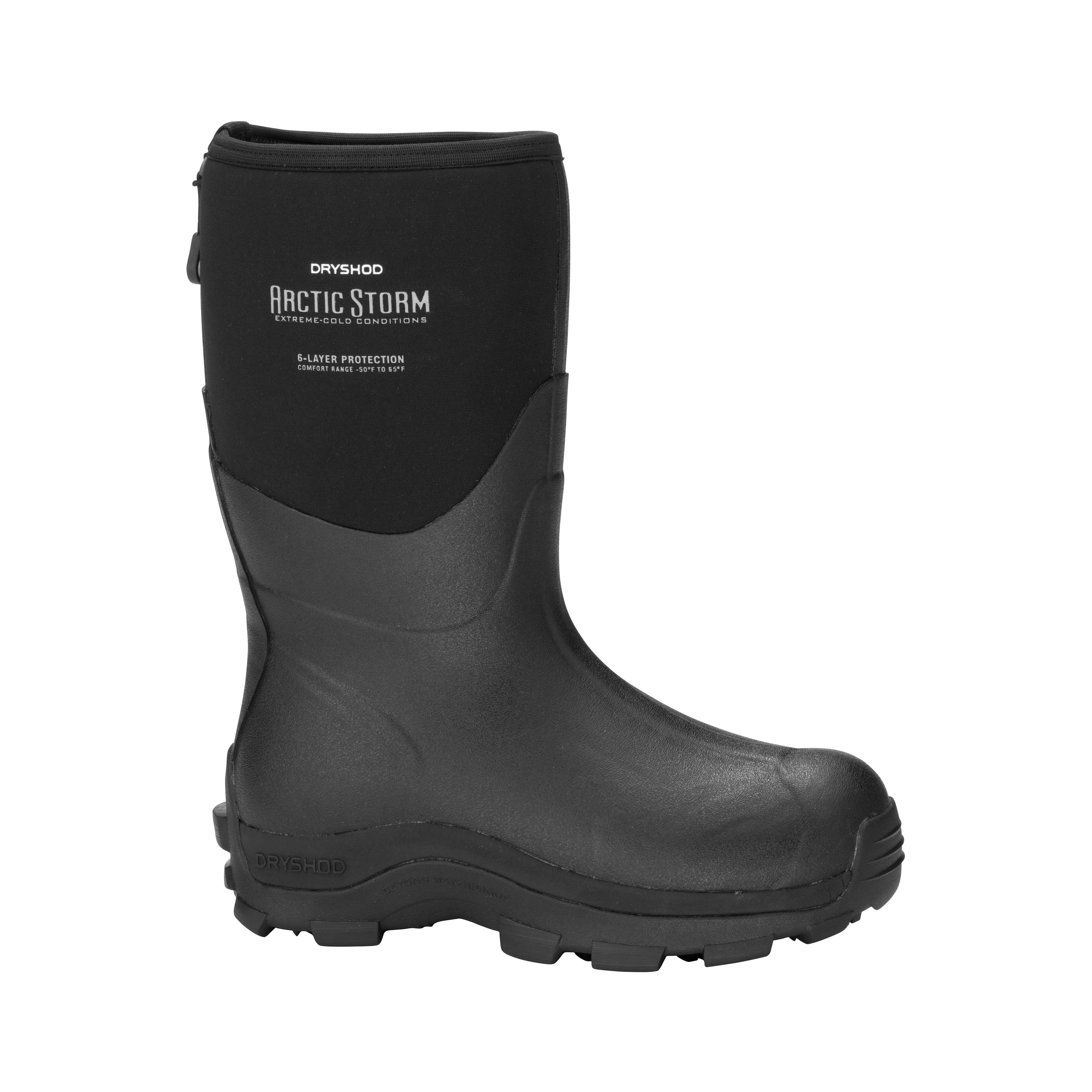 Dryshod West Arctic Storm Series Winter Boots, 14, Black/White, Pull Tab, Insulated, -50 to 65 deg F
