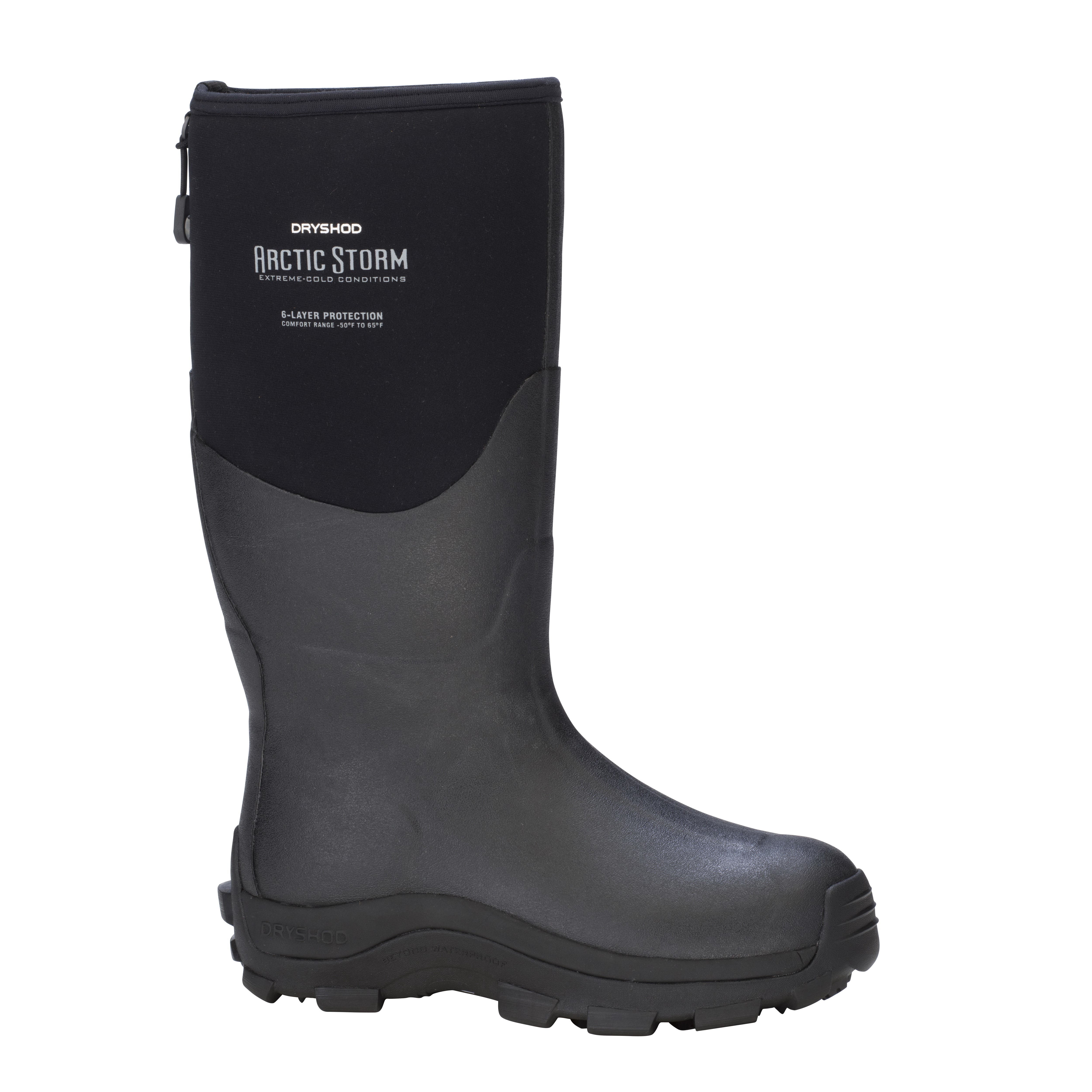 Dryshod West Arctic Storm Series Winter Boots, 14, Black/White, Pull Tab, Insulated, -50 to 65 deg F