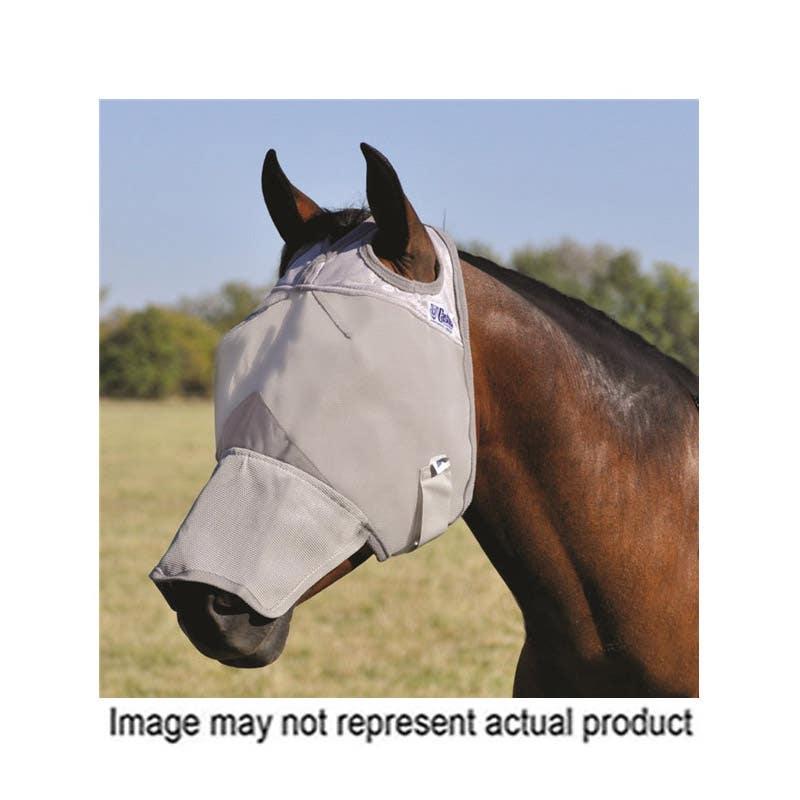Cashel Crusader Long Nose Fly Mask, Warmblood, Nylon Mesh, Hook and Loop Closure, Gray