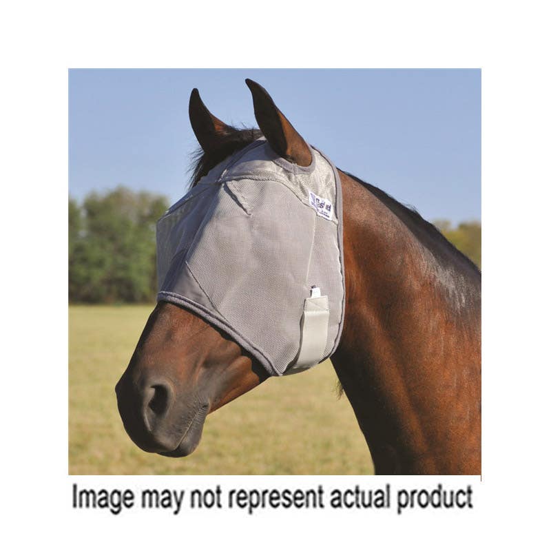 Cashel Crusader No Nose and No Ears Fly Mask, Warmblood, Nylon Mesh, Gray