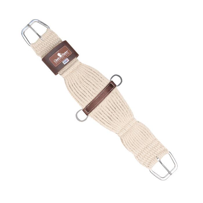 Classic Equine Blended Roper Cinch, 28 in L, 6 in W, Mohair/Rayon/Stainless Steel, Natural