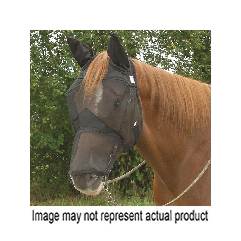 Cashel Quiet Ride Long Nose and Ears Fly Mask, Horse, Nylon Mesh, Black